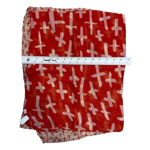 Women's Infinity Scarf Orange Ivory Printed Lightweight Summer Square Head Wrap - Picture 3 of 4